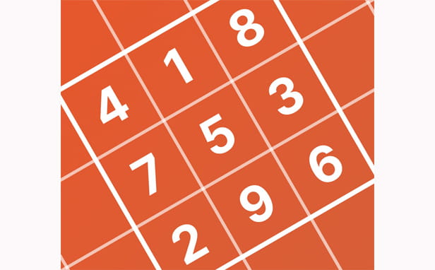 Orange coloured blocks with some numbers filled in