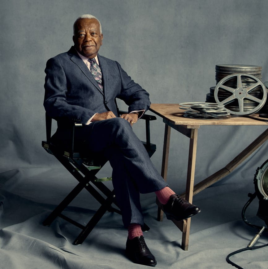 Sir Trevor McDonald behind the scenes at a photoshoot | Saga